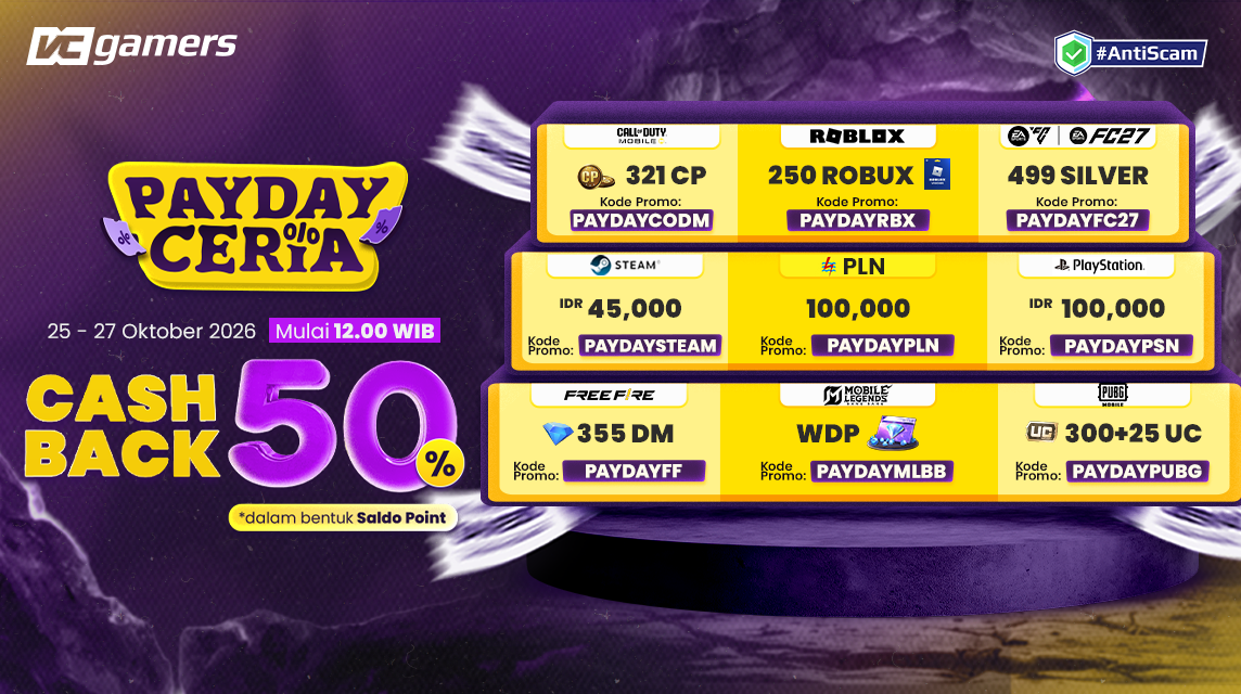 Banjir Cashback 50% di PayDay VCGamers: Dari WDP MLBB hingga Token Listrik PLN